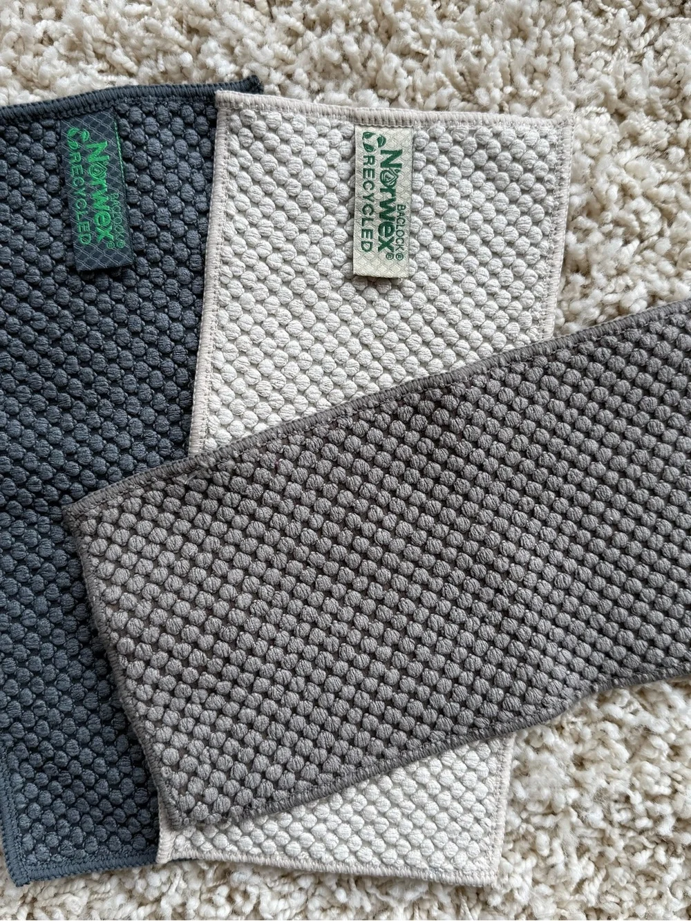Norwex kitchen counter cloths set of 3 – Gray, Cream, Charcoal